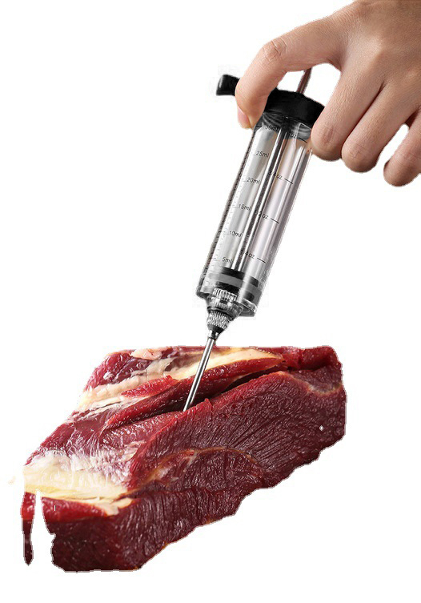 Waloo Plastic Marinade Injector Syringe with Screwon Meat Needle for